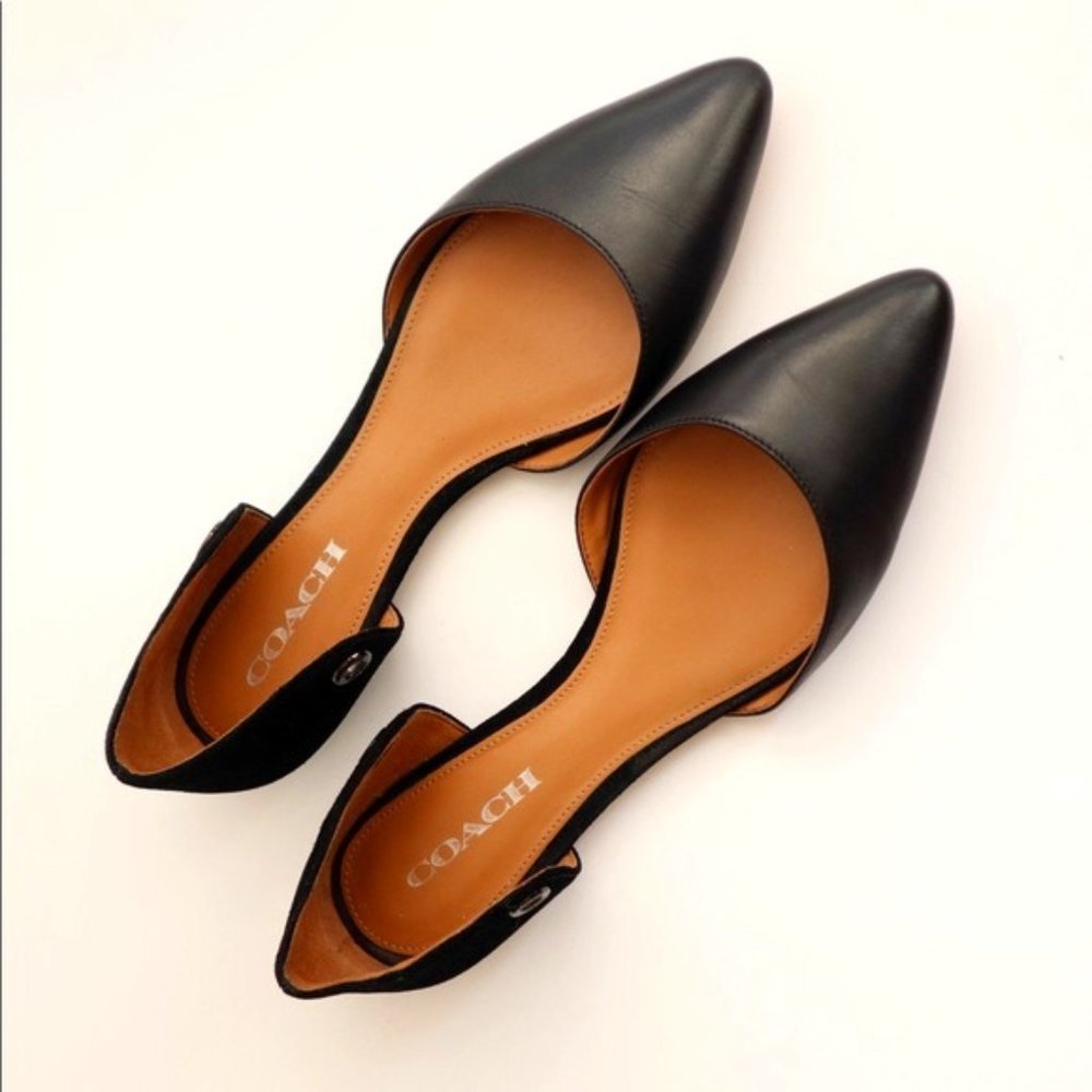 Coach Roy Black Suede Pointed Toe Lace-Up Flats 9